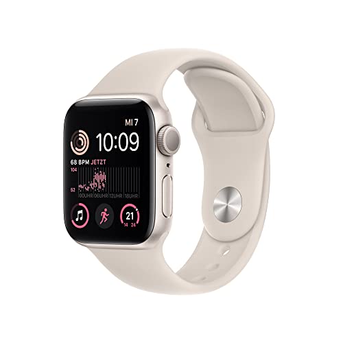 Apple Watch SE (2. Generation) (GPS, 40mm) - Aluminiumgehäuse Polarstern mit Sportarmband Polarstern - Regular (Generalüberholt)