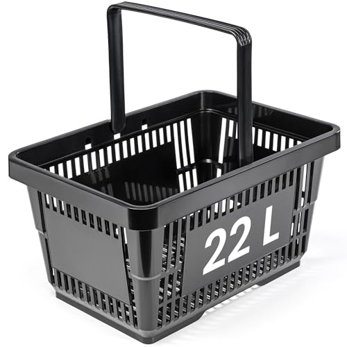 KONZEPT Einkaufskorb 22 L in Schwarz – vielseitiger Einkaufskorb mit Henkel für Einkäufe, Garten, Haushalt, Garage & Auto (ca. 43 x 30 x 23 cm)