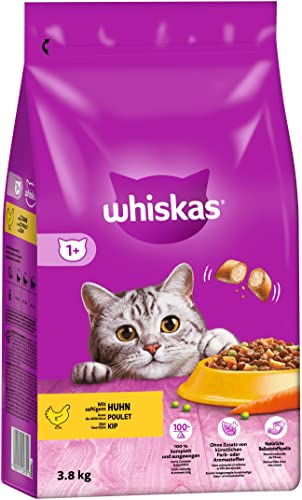 WHISKAS Katzen Trockenfutter Beutel Adult 1+ mit Huhn 3,8kg