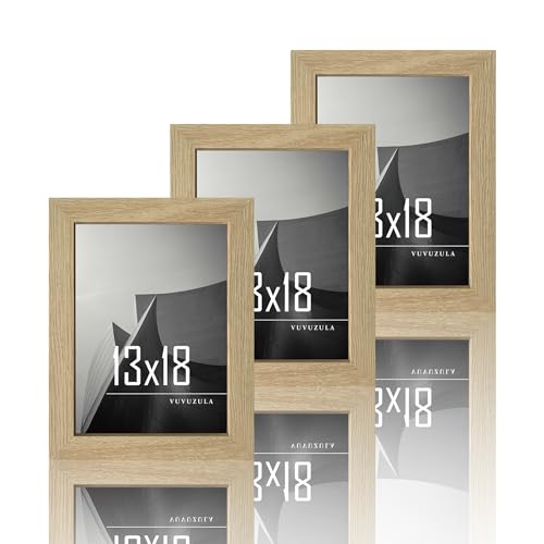 VUVUZULA Bilderrahmen 13x18cm Holz Fotorahmen 5x7 Zoll Holzrahmen MDF Rahmen 13x18cm in Natur 3er Set