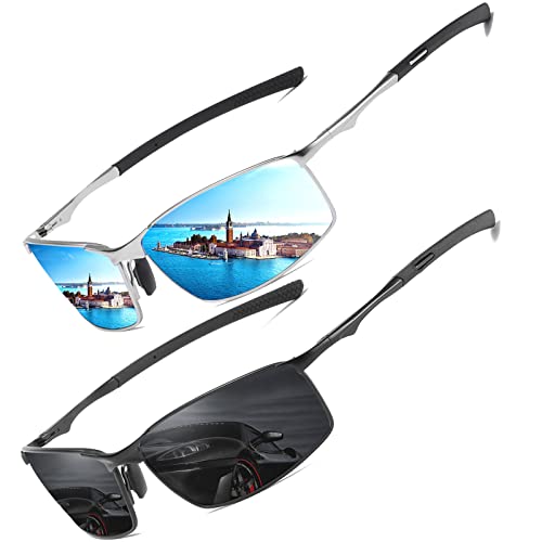 LEDING&BEST Polarisierte Pilotenbrille Sonnenbrille Herren Damen Freien Leichtgewicht Metallrahmen Angeln Golf Fahren Stilvoll Retro Flieger brille Cat 3 CE