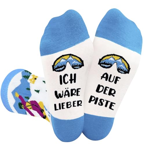 Lustige Ski Geschenke für Männer Skisocken Lustig, Geburtstag Weihnachten Geschenke für Skifahrer Männer Socken mit Spruch, ICH WÄRE LIEBER AUF DER PISTE Personalisierte Socken Weihnachtsgeschenke