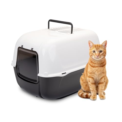 FERPLAST - Katzentoilette - Katzenklo mit Deckel - Schwingtür - Aktivkohlefilter zur Geruchsneutralisierung - Katzenklo Groß - Cat Litter Box - 39,5 X 52,5 x h 38 cm - Prima Toilette, SCHWARZ