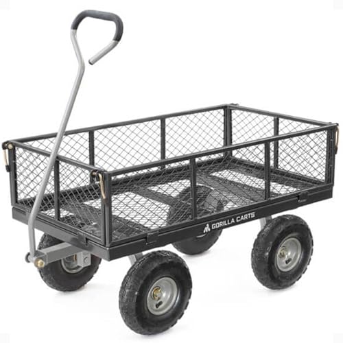 Gorilla Wagen, 362,9 kg Kapazität, robust, Robustes Stahlgeflecht, wandelbar, Flachbett, Garten, Outdoor, Transport, Nutzfahrzeug, Wagon, Wagon, Wagon, schwarz