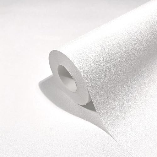 marburg Selbstklebende Tapete Weiß Strukturoptik für Wand und Möbel Möbelaufkleber Folie 6,00 x 0,53m