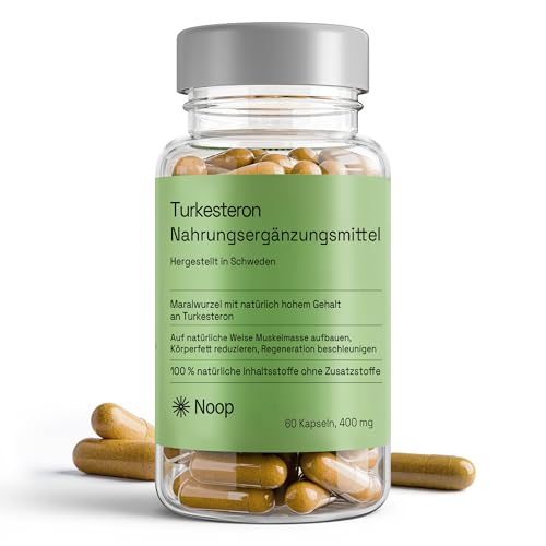 NOOP Turkesterone hochdosiert - Natürliches Testosteron Unterstützung für Libido und Muskelaufbau bei sportlichen Männern, Made in Schweden, 400 mg und 60 Kapseln