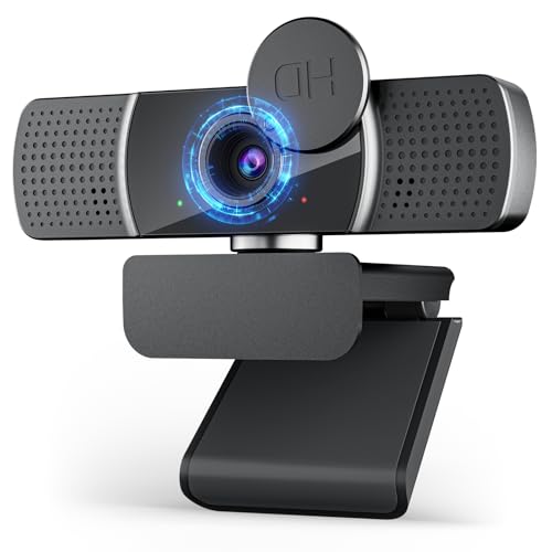 YIMONA 2K Full HD Webcam, mit Objektivabdeckung 30fps, 85° Weitwinkel, USB, Dual Mikrofon, Fester Fokus, Belichtungskorrektur, Rauschunterdrückung, kompatibel mit Windows, Mac OS, Linux und mehr