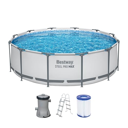 Bestway® Steel Pro MAX™ Aufstellpool-Set mit Filterpumpe Ø 366 x 100 cm, lichtgrau, rund