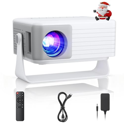 Mini Beamer [Auto Keystone & 2025 Upgraded] AKIYO O1 Beamer Klein 1080P Unterstützt 360° Drehbarem, 15000L Projektor für Heimkino, 50%Zoom Outdoor Projector Kompatibel mit Smartphone/TV Stick/HDMI/USB