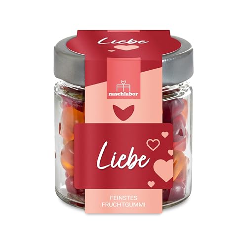 Herz Fruchtgummi Geschenkglas Liebe 120g | Geschenk für die Liebsten | Das Mitbringsel für deine Freunde | Valentinstag oder Muttertag | Geschenk für Partnerin