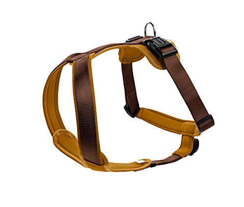 HUNTER Hundegeschirr NEOPREN, Farbe: braun/caramel, strapazierfähiges Nylon, mit weichem Neopren gepolstert, reflektierendes 3M Scotchlite Reflective Material, pflegeleicht, komfortabel, Größe: S