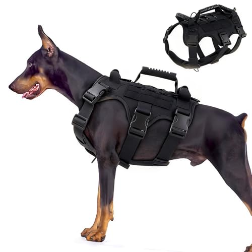 KINDLUME Sicherheitsgeschirr Hund, Anti Zug Hundegeschirr, Hundegeschirr für große Hunde, Ausbruchsicher Brustgeschirr mit 3 Griffen, Vest mit Weicher Polsterung, für Training, Wandern, Spaziergang