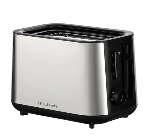 Russell Hobbs 2 Scheiben Toaster (extra breite Schlitze, 6 Bräunungsstufen, High-Lift, Frozen, Reheat & Cancel Funktion, Lift & Look, herausnehmbare Krümelschale, gebürsteter Edelstahl) Classics 27390