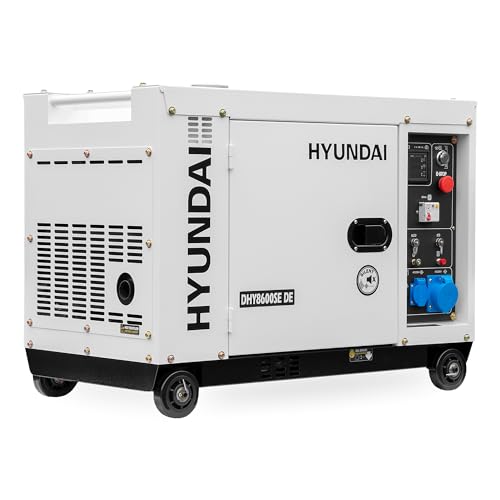 HYUNDAI Silent Diesel Generator, Stromerzeuger mit 6.5 kW (230 V) Leistung, Notstromaggregat für Baustellen, Stromgenerator für Notstromversorgung, Stromaggregat (DHY8600SE mit 230V Anschluss)