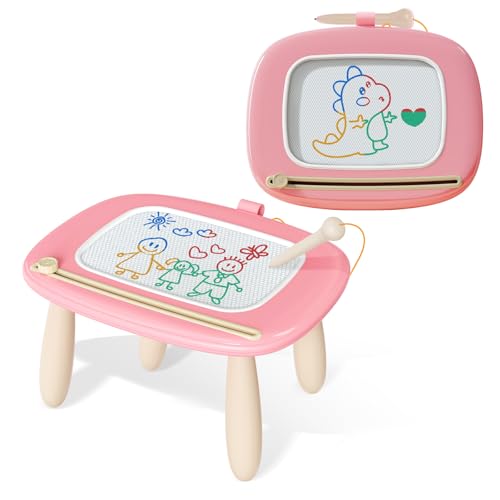 Kikidex Kleinkinder Spielzeug Alter 1-3, Magnetisch Zaubertafel, Mädchen Spielzeug für 1-2 Jahre, Magic Painting Board Lernspielzeug für 1 2 3 Jahre Baby Kinder, Geburtstag Geschenk(Rosa