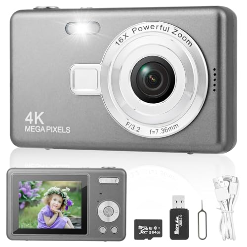 Digitalkamera Fotokamera mit 64GB Karte, 1080P FHD 40MP Kinder Kamera 2.4