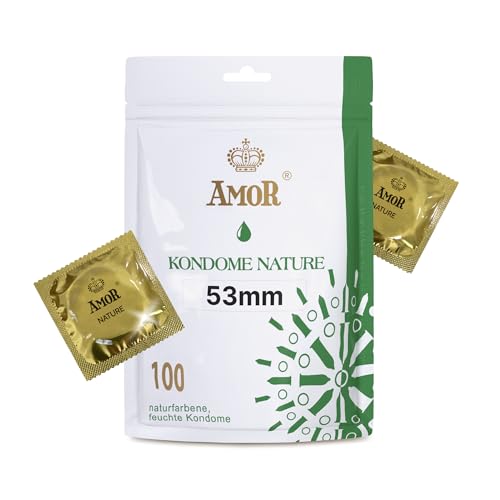 AMOR NATURE 53 mm Kondome 100er Pack | Premium Kondom naturfarben | gefühlsecht hauchzart | 0,07 mm Wandstärke