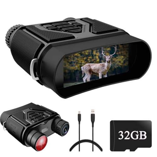 Nachtsichtgerät, Jadfezy Digital Infrarot Nachtsicht Fernglas 300M Reichweite, Wiederaufladbares Nachtsichtgeräte mit 32GB, 8X Digitalzoom Nachtsicht für Vogelbeobachtung Camping Jagd