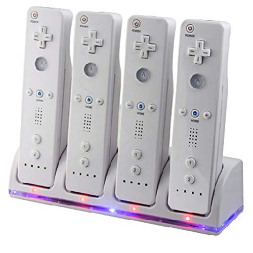 Nicoone Ladestation für Wii Controller, 4 in 1 Controller Ladestation mit 4 Stück 2800 mAh Wiederaufladbaren Batterien für Wii/Wii U-Spielfernbedienung