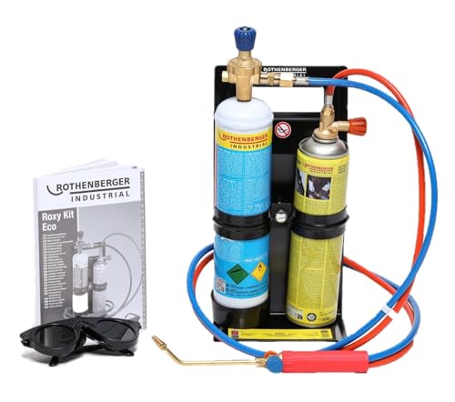 ROTHENBERGER Industrial Autogenschweiß- und Hartlötgerät Roxy Kit Eco, inkl. Gas- und Sauerstoffbehälter für sofortige Anwendung, 35748