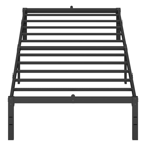 VASAGLE Einzelbettgestell, Bett, 90 x 200 cm, Metallbett, Bettrahmen, Unterbettaufbewahrung, modern, Gästebett, einfacher Aufbau, tintenschwarz RMB132B01