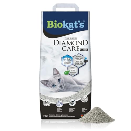 Biokat's Diamond Care Classic Katzenstreu ohne Duft - Feine Klumpstreu aus Bentonit mit Aktivkohle und Aloe Vera - 1 Sack (1 x 10 L)