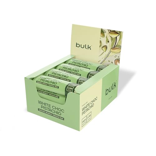 Bulk Macro Munch Proteinriegel | Weiße Schokolade Pistachio | 12 x 62g | 20g Protein pro Riegel | Wenig Zucker | Hoher Ballaststoffgehalt | Dreischichtige Textur | Perfekt für unterwegs