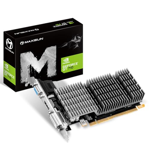 maxsun NVIDIA GeForce GT 710 2GB Silent Grafikkarte (Passiv 0dB Kühlung, Low Profile DVI, VGA, HDMI)