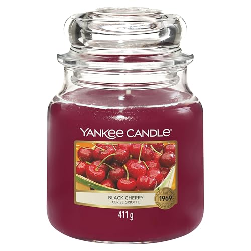 Yankee Candle Duftkerze im Glas (mittelgroß) | Black Cherry | Brenndauer bis zu 75 Stunden