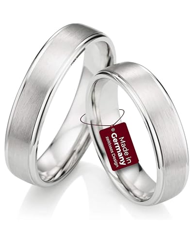 123traumringe Eheringe in 925 Silber I Partnerringe mit Etui & Gravur I Gravierbare Silberringe mit wählbarer Ringgröße 50-74 mm I Hochwertige S72 Verlobungsringe in 5 mm Breite & 1,5 mm Stärke