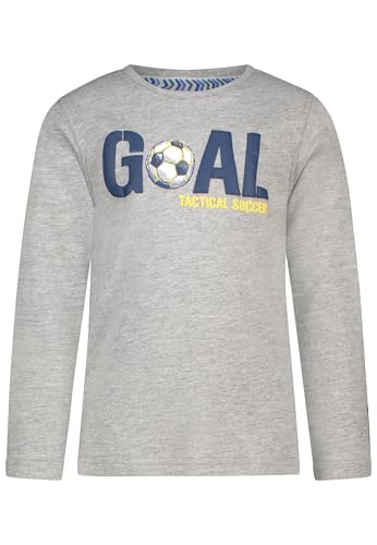 SALT AND PEPPER BY KIDS PARK Jungen Langarmshirt mit Fussball Print T-Shirt, Grey Melange, 128 cm-134 cm