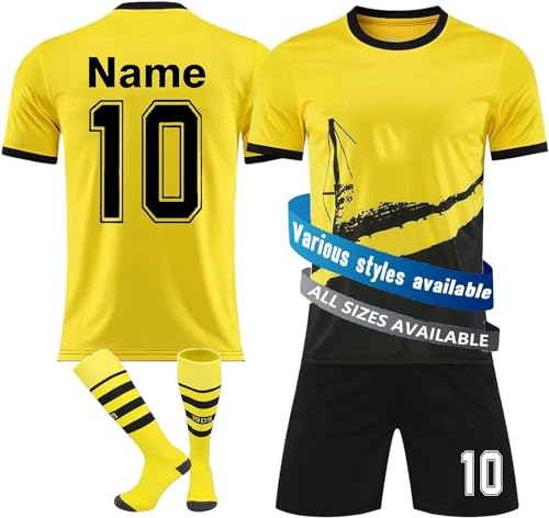 BVB Benutzerdefiniert Trikot 23/24 Trikot für Kinder Personalisierte Jeder Namen Nummer Team Logo T-Shirt Shorts and Socks Set für Erwachsene und Kinder A99 XX-Large