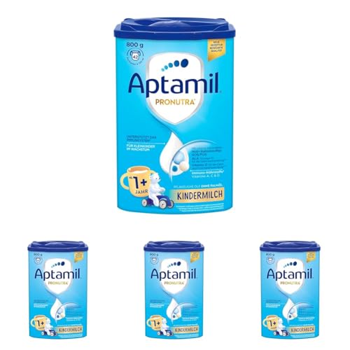 Aptamil Kindermilch 1 Plus – Für Kleinkinder im Wachstum – Mit wichtigen Nährstoffen - Ohne Palmöl – 1 x 800 g – 42 Portionen à 130 ml (Packung mit 4)