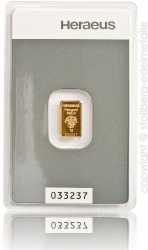 Goldbarren 1 g 1g Gramm Heraeus - Feingold 999.9 im Scheckkartenformat - LBMA Zertifiziert - Anlagegold24 h 7 Tage online kaufen - Edelmetalle als Anlage und Geschenk