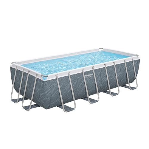Bestway® Power Steel Ersatz Frame Pool ohne Zubehör 488 x 244 x 122 cm, Marmor-Optik (Schiefergrau), eckig