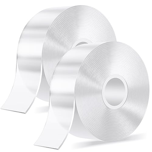 kinkaivy 10M Doppelseitiges Klebeband Extra Stark Transparent, Abnehmbar Spurlos Nano Tape, 2 Rollen Double Sided Tape, Klebeband Doppelseitig Ablösbar für Foto Wand, Postern, Teppich, Küche, Zuhause