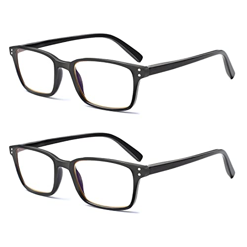COJWIS Lesebrille 2 Pack Blaue Licht Blockieren Brille Federscharnier Anti Schwindlig Damen und Herren Leicht Brillen (2 Schwarz, 0.50, multiplier_x)