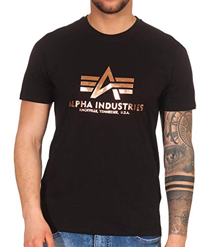 Alpha Industries Herren Basic Foil Print T-Shirt, Oliv, L