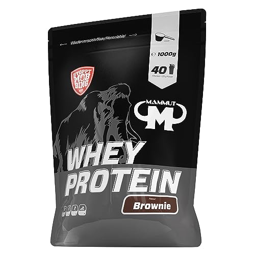 Mammut Nutrition Whey Protein Pulver Brownie – 1kg – 27g Protein pro Portion – Eiweißpulver mit hohem BCAA-Anteil – Perfekte Löslichkeit in Wasser & Milch – Ideale Zwischenmahlzeit