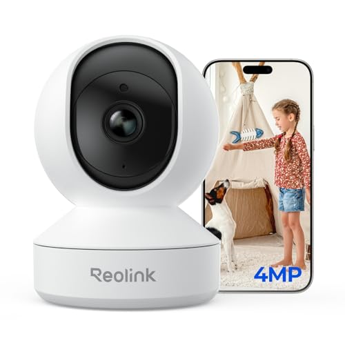 Reolink 2K 4MP WLAN Überwachungskamera Innen, 360°-Ansicht Baby Monitor mit Personen-/Tier-/Weinen-Erkennung, Auto-Tracking, 2,4 GHz WLAN Kamera Indoor, Privatmodus, 2-Wege-Audio, E1