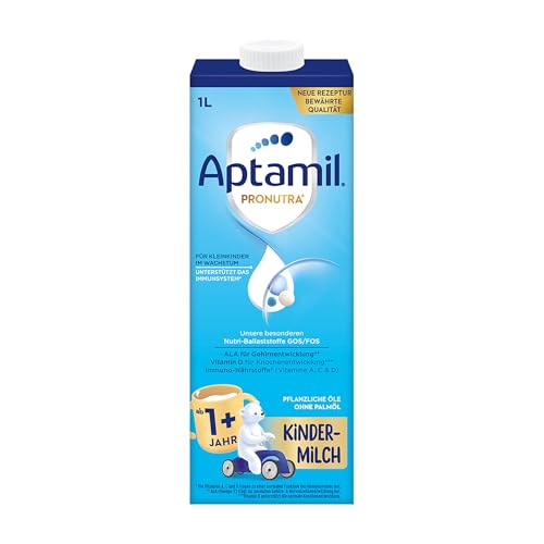Aptamil Kindermilch 1+ 1 Liter trinkfertig (6er Pack), trinkfertig & praktisch, für Kleinkinder im Wachstum, mit Vitaminen A, C und D sowie ALA (Omega-3), Calcium und Jod, ohne Palmöl