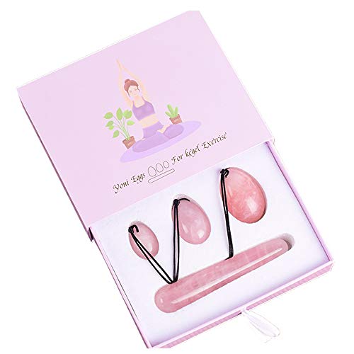 Natürliches Jadestein-Ei Yoni-Eier 3 Stück gebohrte Jade-Eier + 1 Stück Massagestab für Kegel-Übung Massagesteine für Frauen zum Trainieren von Beckenmuskeln Kegel-Übung