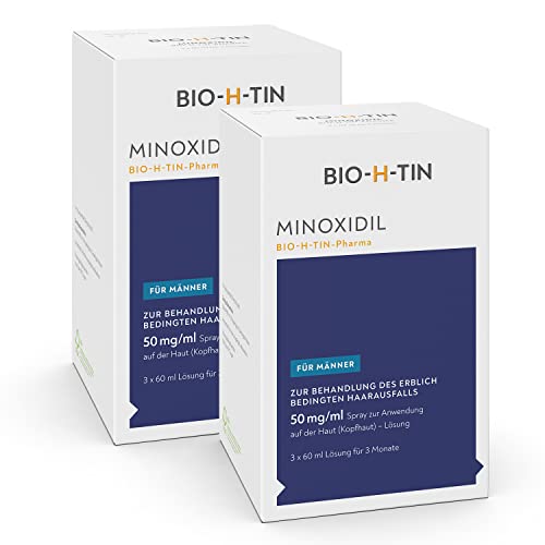 Minoxidil BIO-H-TIN für Männer gegen erblich bedingten Haarausfall, 6-Monatspack mit 50mg/ml, 2x 3x60ml