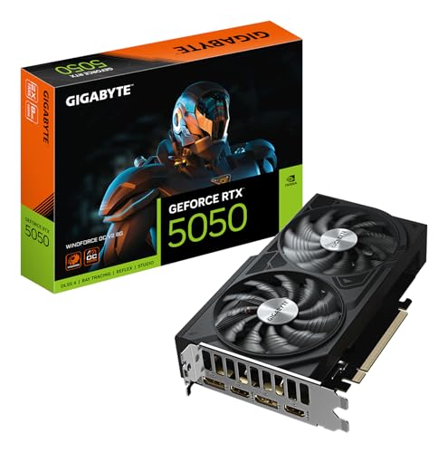 Gigabyte GeForce RTX 5050 WINDFORCE OC V2 8G Grafikkarte - 8GB GDDR6, 128bit, PCI-E 5.0, 2572MHz Kerntakt, 2 x DP, 2 x HDMI, NVIDIA DLSS 4, GV-N5050WF2OCV2-8GD