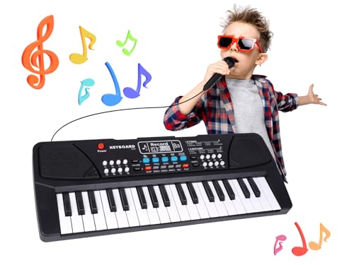 37 Tasten Klavier für Kinder Elektronisches Keyboard mit Mikrofon Musikinstrument Spielzeug für Jungen und Mädchen 3 4 5 6 7 Jährige Geschenke