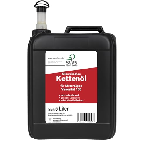 SWS Forst GmbH SUPER-OIL Kettensägenöl 5 L – Hochwertiges Kettenöl für Motorsäge – Sägekettenöl mit Haftzusatz – Für Kettensäge & Führungsschiene
