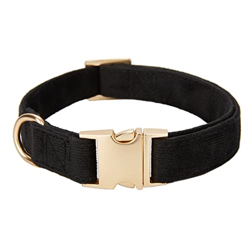 YUDOTE Ultraweiches Hundehalsband natürliche Baumwolle Cord für Kleine Hunde mit empfindlicher Haut,Schwarz