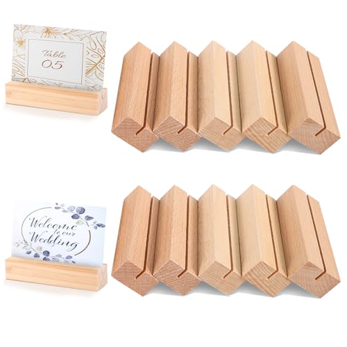 XREE 10 Stück Kartenhalter Holz, Stabil Tischkartenhalter Kartenhalter Menükartenhalter Postkartenhalter Fotohalter für Hochzeiten Partys Holzständer