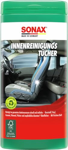 SONAX InnenReinigungsTücher Box (25 Stück) zur schnellen, einfachen und gründlichen Reinigung aller Flächen im Fahrzeuginnenraum | Art-Nr. 04122000