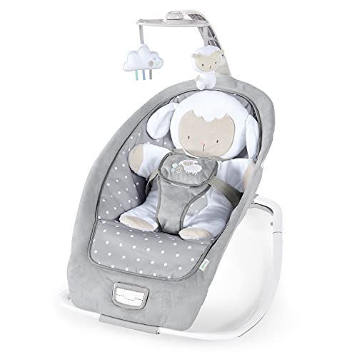 Ingenuity, Cuddle Lamb Babywippe Babyschaukel mit Schaukelfunktion und Vibrationen, Spielbogen mit 2 Plüsch Spielzeug, Musik, 4 Naturgeräuschen und Lautstärkeregler, ab Geburt bis 18 kg